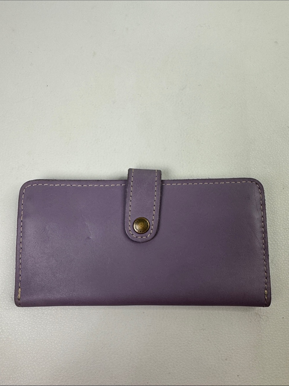 Portland Leather Goods Lavender purple Leather Snap Wallet brass accent logo